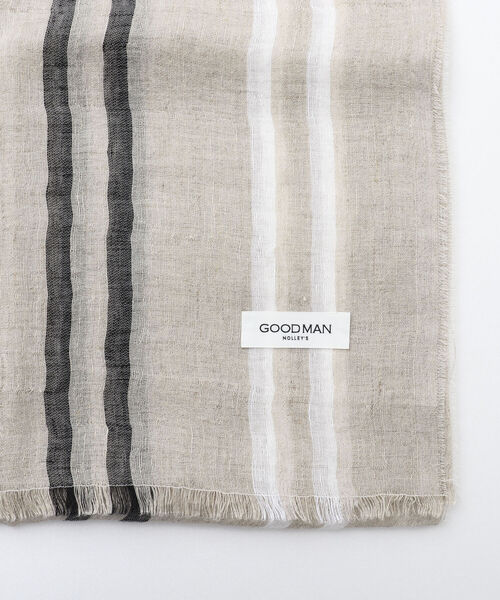 NOLLEY'S goodman(ノーリーズグッドマン)の「リネンコットンラインストール(ストール/ショール・メンズ・ライトグレー/ベージュ・FREE)」の8枚目の写真