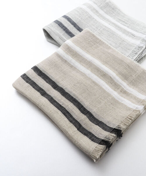 NOLLEY'S goodman(ノーリーズグッドマン)の「リネンコットンラインストール(ストール/ショール・メンズ・ライトグレー/ベージュ・FREE)」の19枚目の写真