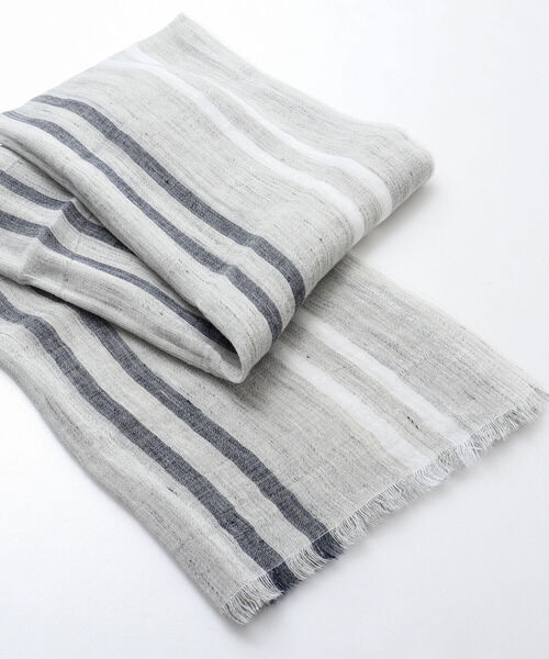 NOLLEY'S goodman(ノーリーズグッドマン)の「リネンコットンラインストール(ストール/ショール・メンズ・ライトグレー/ベージュ・FREE)」の15枚目の写真