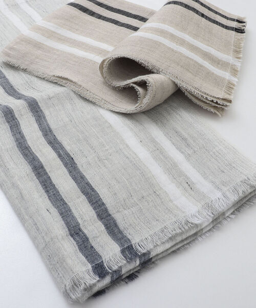 NOLLEY'S goodman(ノーリーズグッドマン)の「リネンコットンラインストール(ストール/ショール・メンズ・ライトグレー/ベージュ・FREE)」の21枚目の写真