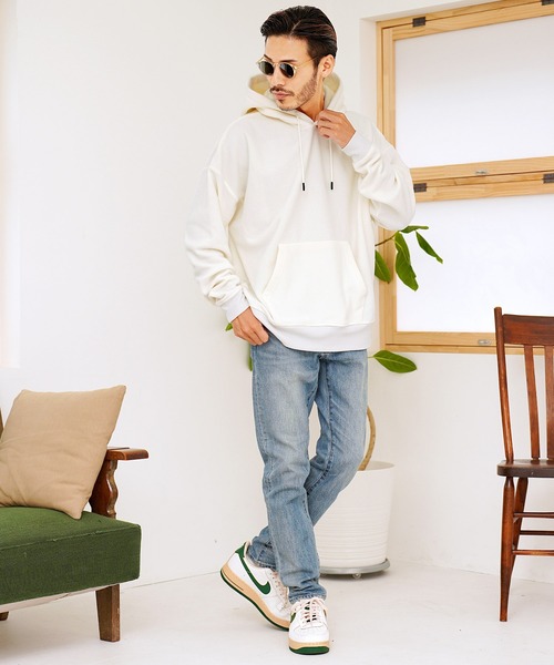 jiggys shop（ジギーズショップ）の「マイクロフリース ビッグシルエット プルオーバー フーディー パーカー（パーカー・メンズ・グリーン/グレー系その他/ブラック/ネイビー/オフホワイト/ピンク系その他/チャコールグレー・X-LARGE/MEDIUM/LARGE/SMALL）」の9枚目の写真