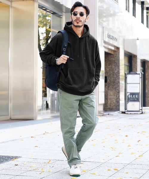 jiggys shop（ジギーズショップ）の「マイクロフリース ビッグシルエット プルオーバー フーディー パーカー（パーカー・メンズ・グリーン/グレー系その他/ブラック/ネイビー/オフホワイト/ピンク系その他/チャコールグレー・X-LARGE/MEDIUM/LARGE/SMALL）」の11枚目の写真