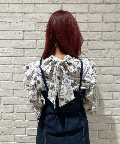 one way（ワンウェイ）の「ラッフルスリーブボウタイ花柄ブラウス（シャツ/ブラウス・レディース・ブルー系その他/ベージュ系その他/ホワイト系その他・FREE）」の8枚目の写真