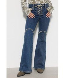 LAGUA GEM | FRONT LACE UP FLARE DENIM フレアデニム(デニムパンツ)
