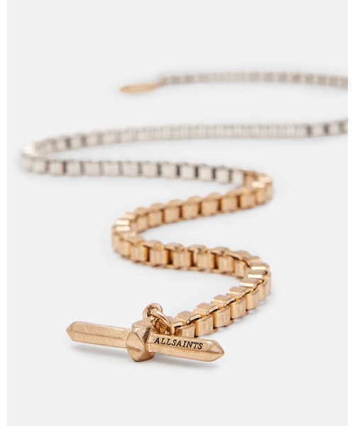 ALLSAINTS（オールセインツ）の「BOX CHAIN TWO TONE NECKLACE | ボックス チェーン ツートーン ネックレス（ネックレス・レディース・ゴールド系その他・ONE SIZE）」の4枚目の写真