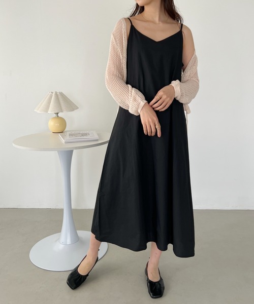 CLEA(クレア)の「コットンVネックロングキャミワンピース(ワンピース・レディース・ブラック/ナチュラル/サックスブルー・FREE)」の8枚目の写真