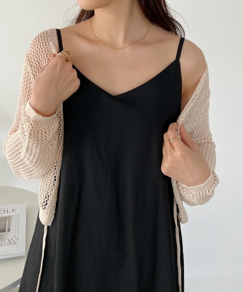 CLEA(クレア)の「コットンVネックロングキャミワンピース(ワンピース・レディース・ブラック/ナチュラル/サックスブルー・FREE)」の5枚目の写真