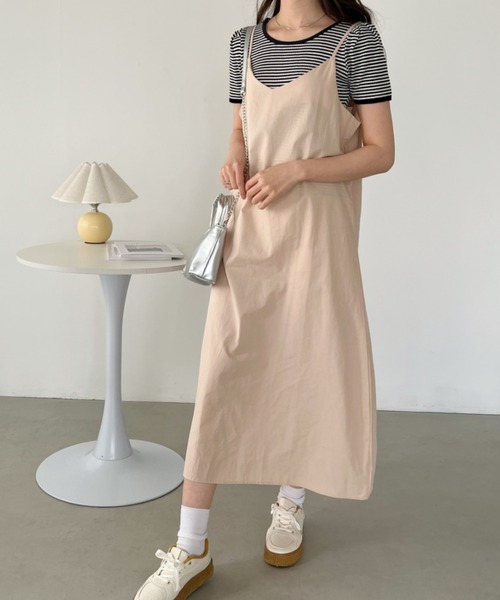 CLEA(クレア)の「コットンVネックロングキャミワンピース(ワンピース・レディース・ブラック/ナチュラル/サックスブルー・FREE)」の11枚目の写真
