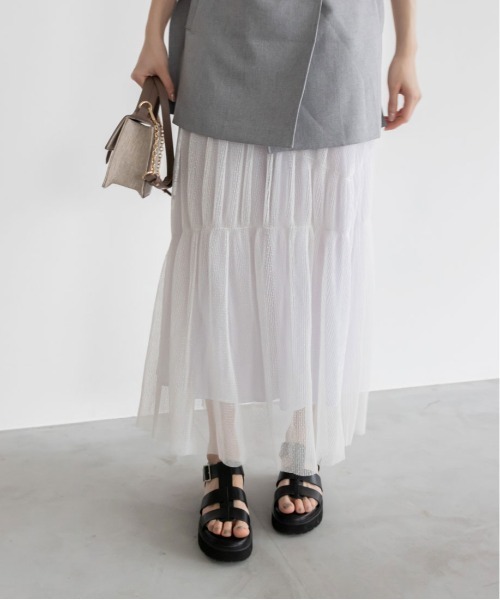 RANDA（ランダ）の「【選べる丈感】ドットチュールティアードスカート（スカート・レディース・ブラック/ホワイト・FREE/TM）」の3枚目の写真