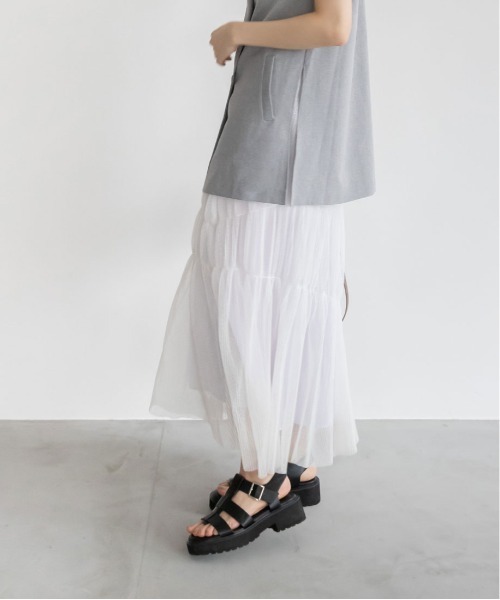 RANDA（ランダ）の「【選べる丈感】ドットチュールティアードスカート（スカート・レディース・ブラック/ホワイト・FREE/TM）」の5枚目の写真