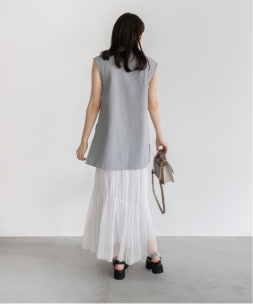 RANDA（ランダ）の「【選べる丈感】ドットチュールティアードスカート（スカート・レディース・ブラック/ホワイト・FREE/TM）」の6枚目の写真