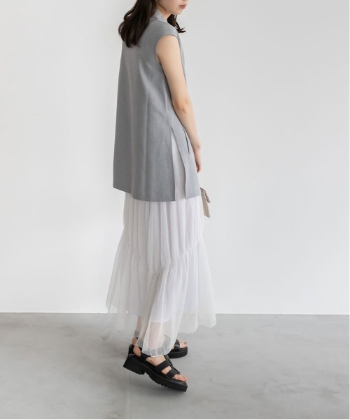 RANDA（ランダ）の「【選べる丈感】ドットチュールティアードスカート（スカート・レディース・ブラック/ホワイト・FREE/TM）」の8枚目の写真