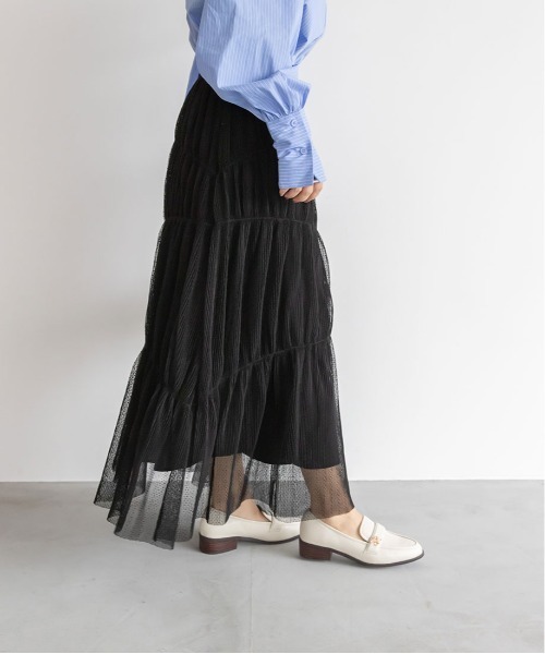 RANDA（ランダ）の「【選べる丈感】ドットチュールティアードスカート（スカート・レディース・ブラック/ホワイト・FREE/TM）」の11枚目の写真
