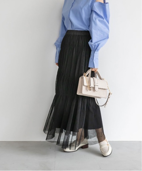 RANDA（ランダ）の「【選べる丈感】ドットチュールティアードスカート（スカート・レディース・ブラック/ホワイト・FREE/TM）」の12枚目の写真