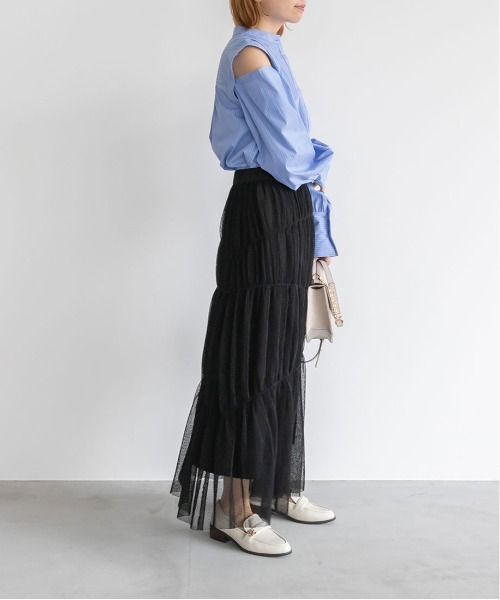 RANDA（ランダ）の「【選べる丈感】ドットチュールティアードスカート（スカート・レディース・ブラック/ホワイト・FREE/TM）」の13枚目の写真