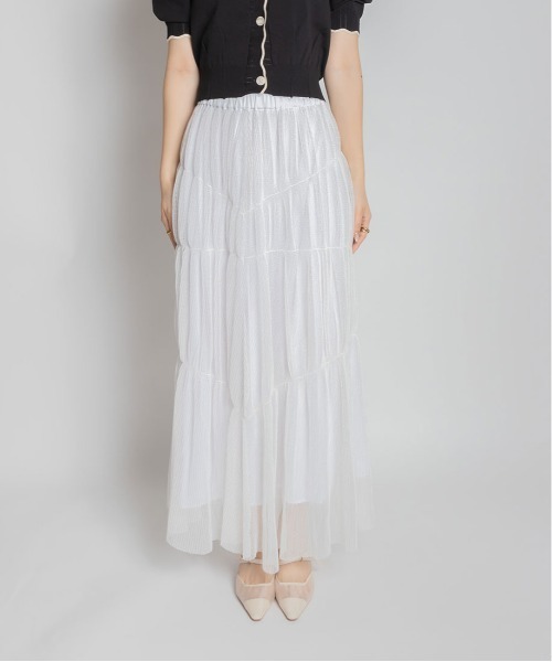 RANDA（ランダ）の「【選べる丈感】ドットチュールティアードスカート（スカート・レディース・ブラック/ホワイト・FREE/TM）」の15枚目の写真