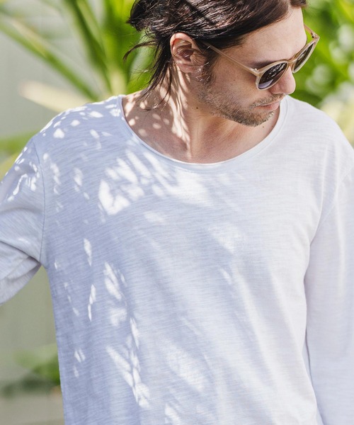 CAMBIO(カンビオ)の「mlt4250- カットオフUネック7分袖スラブカットソー(Tシャツ/カットソー・メンズ・グレー/ネイビー/カーキ/ホワイト/ブラック・S/M/L)」の7枚目の写真