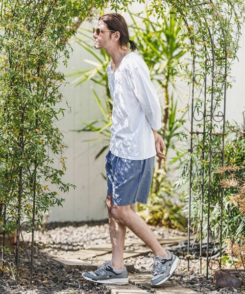 CAMBIO(カンビオ)の「mlt4250- カットオフUネック7分袖スラブカットソー(Tシャツ/カットソー・メンズ・グレー/ネイビー/カーキ/ホワイト/ブラック・S/M/L)」の8枚目の写真