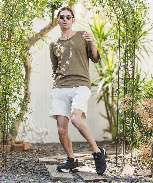 CAMBIO(カンビオ)の「mlt4250- カットオフUネック7分袖スラブカットソー(Tシャツ/カットソー・メンズ・グレー/ネイビー/カーキ/ホワイト/ブラック・S/M/L)」の18枚目の写真