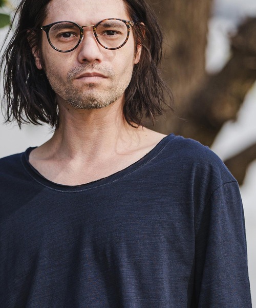 CAMBIO(カンビオ)の「mlt4250- カットオフUネック7分袖スラブカットソー(Tシャツ/カットソー・メンズ・グレー/ネイビー/カーキ/ホワイト/ブラック・S/M/L)」の20枚目の写真