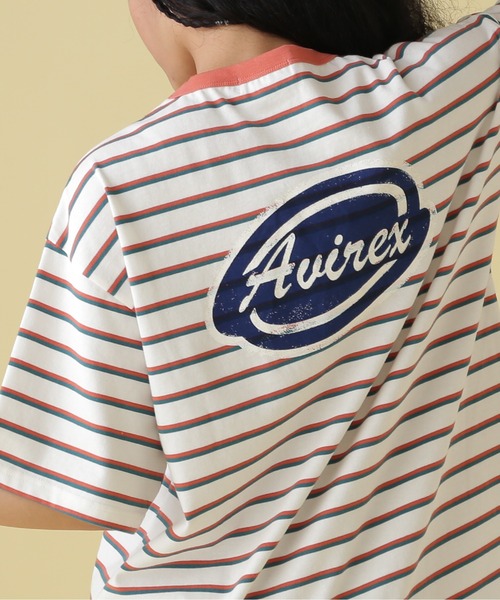 AVIREX（アヴィレックス）の「BACK PRINT BORDER TOPS/ バックプリントボーダートップス（Tシャツ/カットソー・レディース・ベージュ/イエロー/ピンク・FREE）」の3枚目の写真