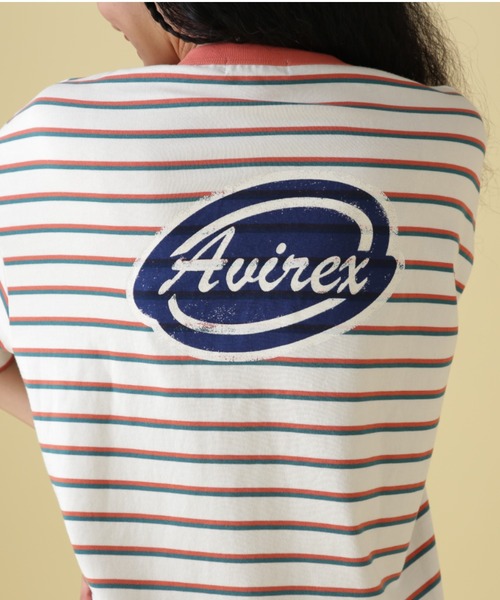 AVIREX（アヴィレックス）の「BACK PRINT BORDER TOPS/ バックプリントボーダートップス（Tシャツ/カットソー・レディース・ベージュ/イエロー/ピンク・FREE）」の9枚目の写真