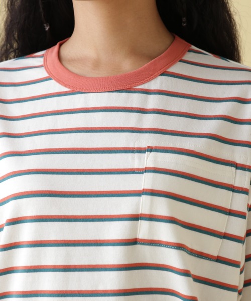 AVIREX（アヴィレックス）の「BACK PRINT BORDER TOPS/ バックプリントボーダートップス（Tシャツ/カットソー・レディース・ベージュ/イエロー/ピンク・FREE）」の10枚目の写真