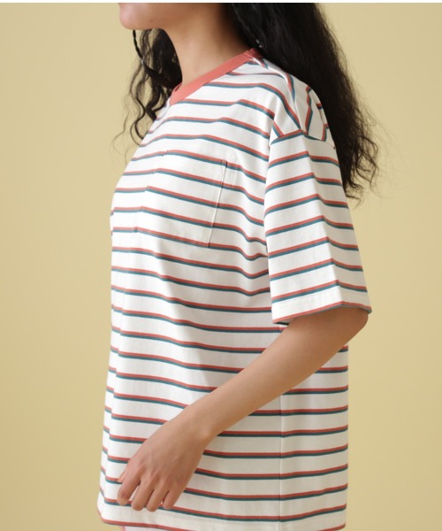 AVIREX（アヴィレックス）の「BACK PRINT BORDER TOPS/ バックプリントボーダートップス（Tシャツ/カットソー・レディース・ベージュ/イエロー/ピンク・FREE）」の11枚目の写真