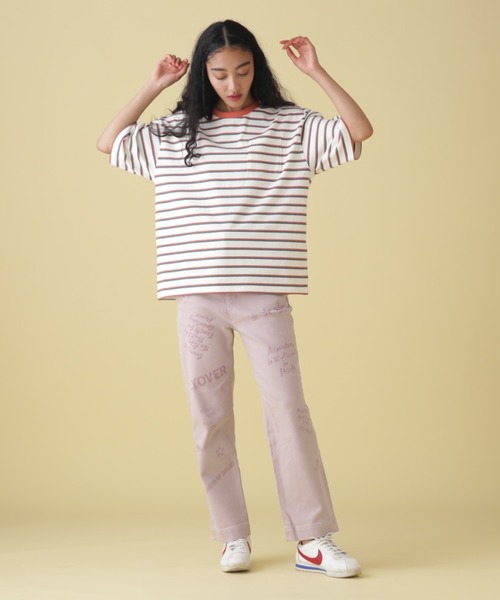 AVIREX（アヴィレックス）の「BACK PRINT BORDER TOPS/ バックプリントボーダートップス（Tシャツ/カットソー・レディース・ベージュ/イエロー/ピンク・FREE）」の13枚目の写真