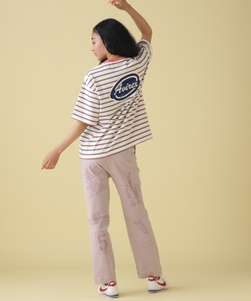 AVIREX（アヴィレックス）の「BACK PRINT BORDER TOPS/ バックプリントボーダートップス（Tシャツ/カットソー・レディース・ベージュ/イエロー/ピンク・FREE）」の14枚目の写真