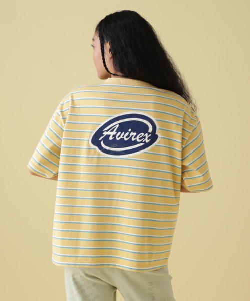 AVIREX（アヴィレックス）の「BACK PRINT BORDER TOPS/ バックプリントボーダートップス（Tシャツ/カットソー・レディース・ベージュ/イエロー/ピンク・FREE）」の17枚目の写真