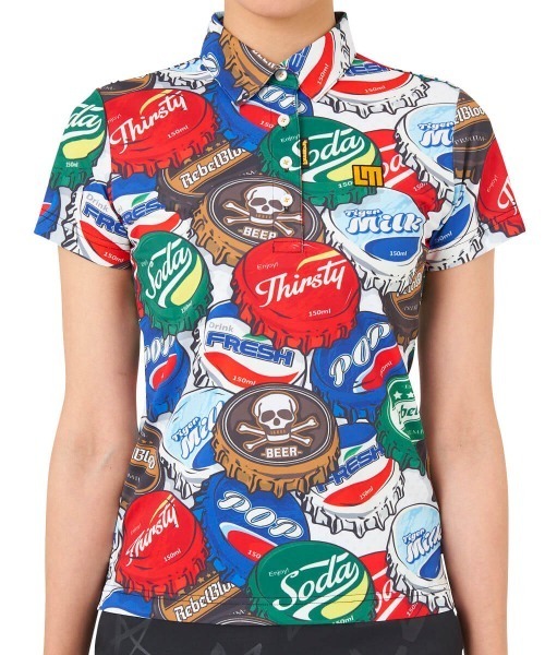 Loudmouth(ラウドマウス)の「Loudmouth/ラウドマウス ゴルフウェア 吸汗速乾 UVカット 接触冷感 総柄 ハーフボタンダウン 半袖 ポロシャツ(ポロシャツ・レディース・レオパード/アニマル/レッド系/ブルー系2/その他1/ブルー系1/ホワイト系/その他2・M/L/LL/S)」の6枚目の写真