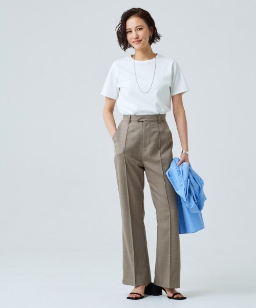 RASW（ラス）の「[RASW] リネンライクピンタックフレアパンツ（その他パンツ・レディース・カーキ系/ダークネイビー・L/PM/M）」の4枚目の写真