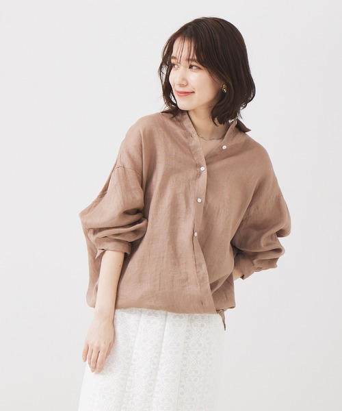 abahouse mavie（アバハウスマヴィ）の「リネン２WAYカシュクールオーバーシャツ（シャツ/ブラウス・レディース・ブラック系その他/パープル/ホワイト系その他/ベージュ系その他/ダークオレンジ/ベージュ/ブラック/ホワイト・フリー）」の6枚目の写真