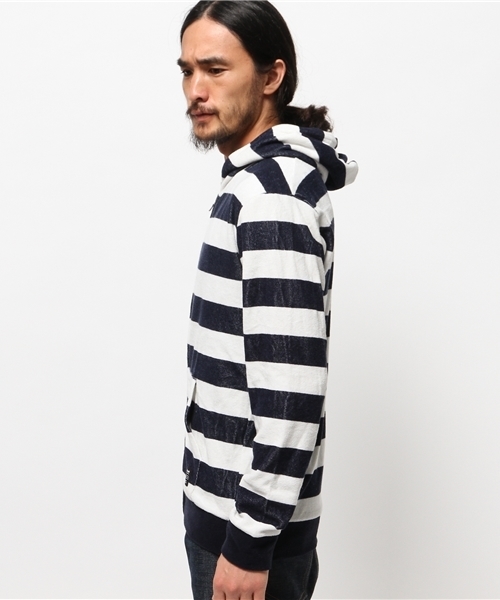 VENCEEXCHANGE（ヴァンスエクスチェンジ）の「パイルボーダーZIPパーカー（パーカー・メンズ・ネイビー・LARGE/MEDIUM）」の8枚目の写真