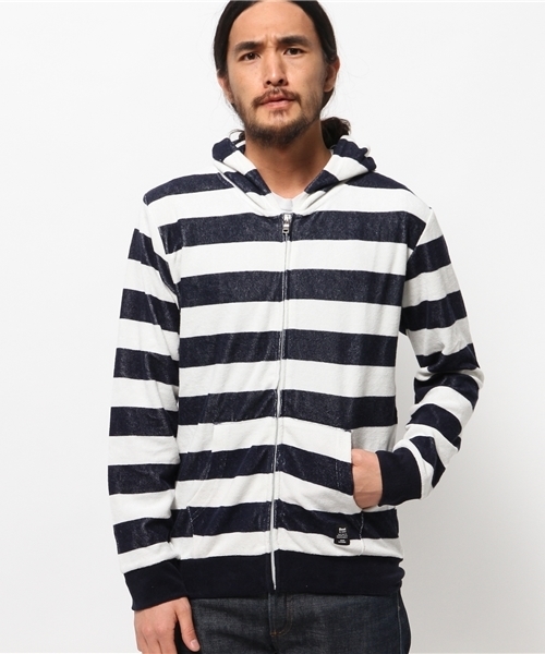 VENCEEXCHANGE（ヴァンスエクスチェンジ）の「パイルボーダーZIPパーカー（パーカー・メンズ・ネイビー・LARGE/MEDIUM）」の13枚目の写真