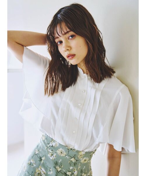 dazzlin（ダズリン）の「【MURUA×dazzlin】ハーフスリーブブラウス（シャツ/ブラウス・レディース・ホワイト/ブルー・FREE）」の6枚目の写真