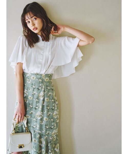 dazzlin（ダズリン）の「【MURUA×dazzlin】ハーフスリーブブラウス（シャツ/ブラウス・レディース・ホワイト/ブルー・FREE）」の10枚目の写真