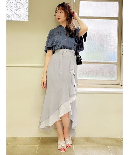 dazzlin（ダズリン）の「【MURUA×dazzlin】ハーフスリーブブラウス（シャツ/ブラウス・レディース・ホワイト/ブルー・FREE）」の7枚目の写真