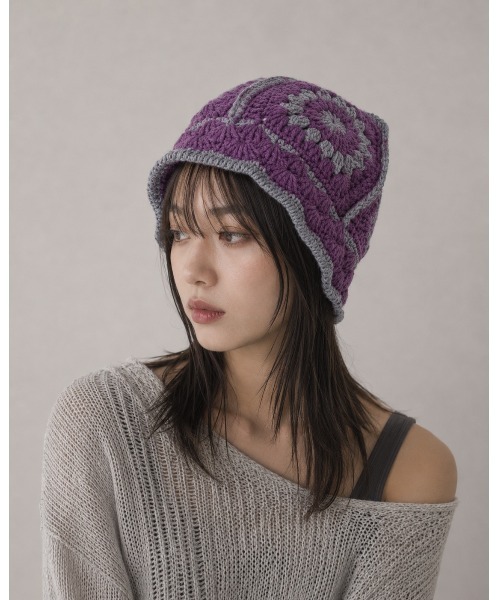 セール】【HIKA】かぎ編み柄ニットHAT（ハット）｜HIKA（ヒカ）の