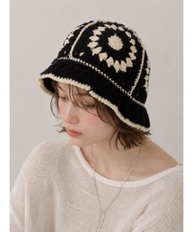 HIKA（ヒカ）の「【HIKA】かぎ編み柄ニットHAT（ハット）」