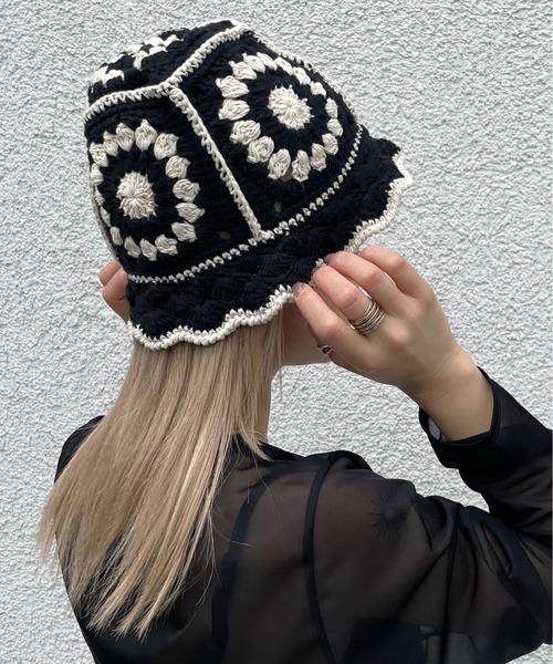 セール】【HIKA】かぎ編み柄ニットHAT（ハット）｜HIKA（ヒカ）の