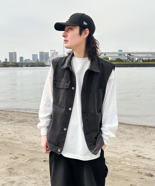 kutir(クティール)の「ビックシルエットデニムベスト(ベスト・メンズ・ブラック/ブルー・FREE)」の3枚目の写真