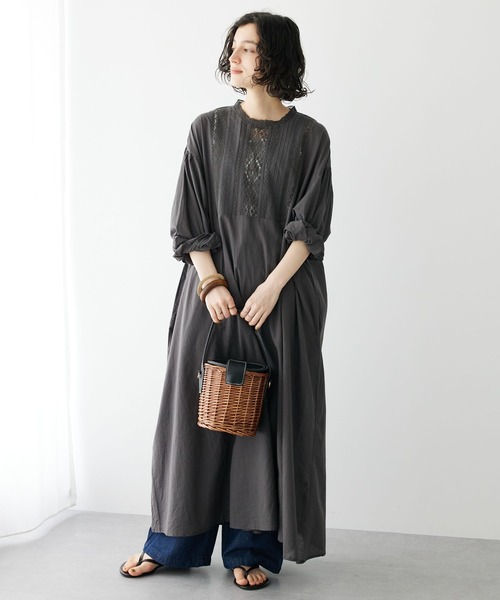CRAFT STANDARD BOUTIQUE(クラフトスタンダードブティック)の「インドコットン レース使イワンピース ◆(ワンピース・レディース・ホワイト/イエロー/チャコールグレー・FREE)」の2枚目の写真