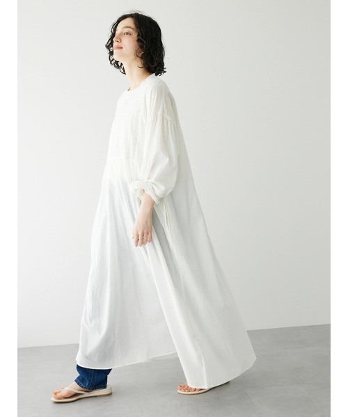 CRAFT STANDARD BOUTIQUE(クラフトスタンダードブティック)の「インドコットン レース使イワンピース ◆(ワンピース・レディース・ホワイト/イエロー/チャコールグレー・FREE)」の6枚目の写真