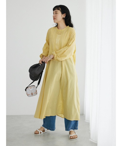 CRAFT STANDARD BOUTIQUE(クラフトスタンダードブティック)の「インドコットン レース使イワンピース ◆(ワンピース・レディース・ホワイト/イエロー/チャコールグレー・FREE)」の13枚目の写真