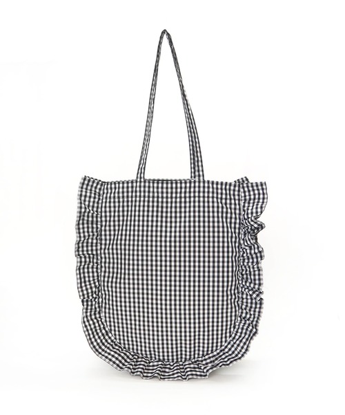 Casselini（キャセリーニ）の「Casselini(キャセリーニ)ラウンドフリルバッグ（トートバッグ・レディース・ブラック/ラベンダー/イエロー/チェック/ホワイト・FREE）」の6枚目の写真