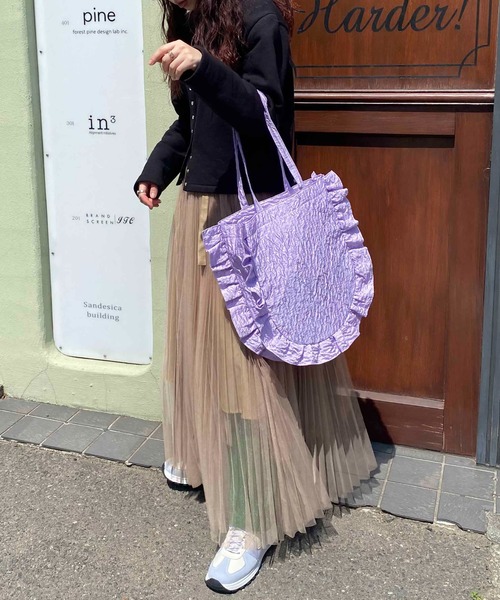 Casselini（キャセリーニ）の「Casselini(キャセリーニ)ラウンドフリルバッグ（トートバッグ・レディース・ブラック/ラベンダー/イエロー/チェック/ホワイト・FREE）」の13枚目の写真