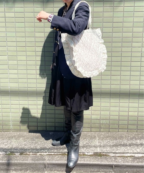 Casselini（キャセリーニ）の「Casselini(キャセリーニ)ラウンドフリルバッグ（トートバッグ・レディース・ブラック/ラベンダー/イエロー/チェック/ホワイト・FREE）」の11枚目の写真