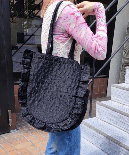 Casselini（キャセリーニ）の「Casselini(キャセリーニ)ラウンドフリルバッグ（トートバッグ・レディース・ブラック/ラベンダー/イエロー/チェック/ホワイト・FREE）」の18枚目の写真